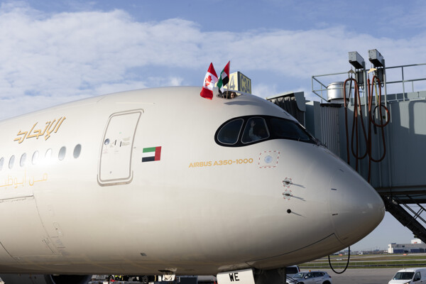 First Etihad Airways A350 Lands in Toronto